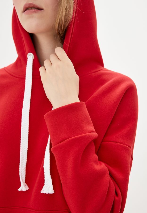 Худі жіноче на флісі Oversize червоний 01