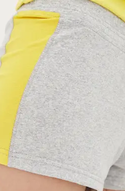 Шорты женские спортивные светло серые с желтой вставкой M