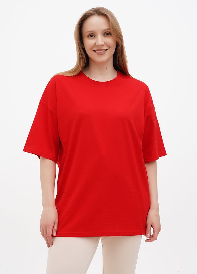 Koszulka damska oversize unisex, bawełniana UNI, czerwony