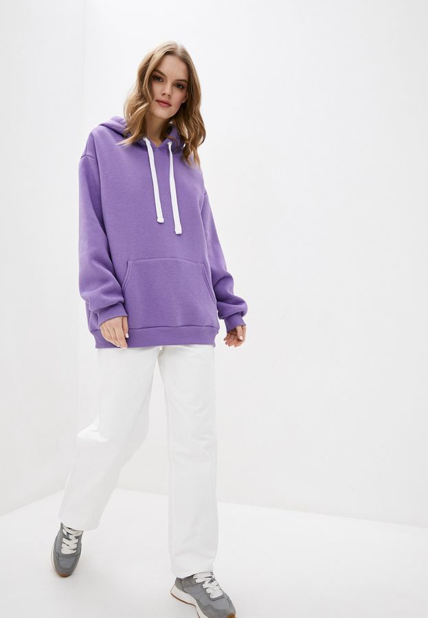 Худі жіночий теплий, колір бузок подовжений Oversize 02
