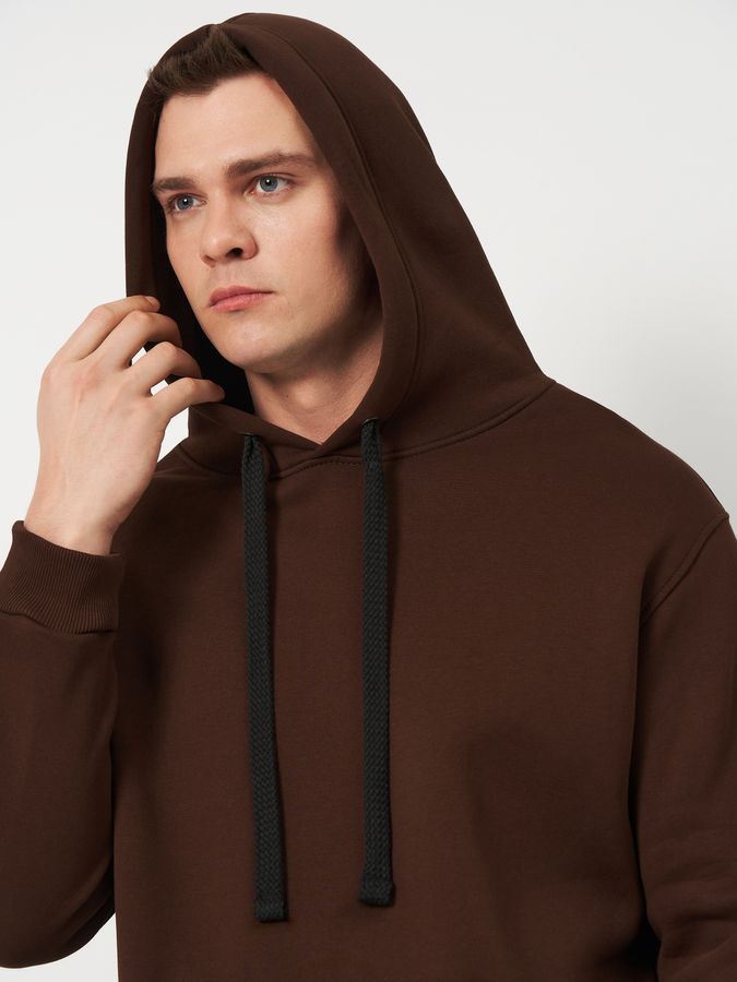 Худі чоловічий теплий подовжений Oversize 02 коричневий