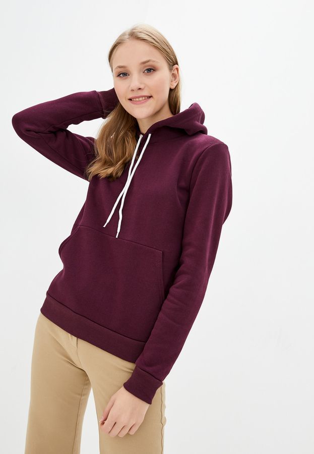 Damska bluza z kapturem z polaru marsala XL