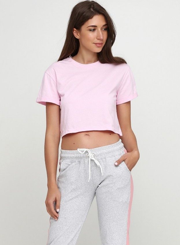 Спортивні штани жіночі, меланж з рожевими лампасами S