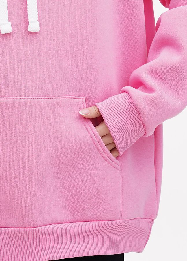 Bluza z kapturem damska polarowa Oversize 02 wydłużona, kolor r&oacute;żowy