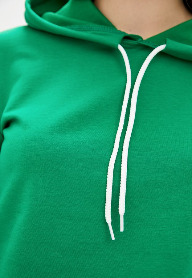 Кроп топ женский спортивный с капюшоном зеленый S