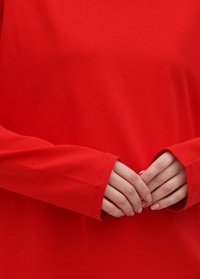 Лонгслів жіночий оверсайз, спущений рукав, колір червоний S-M