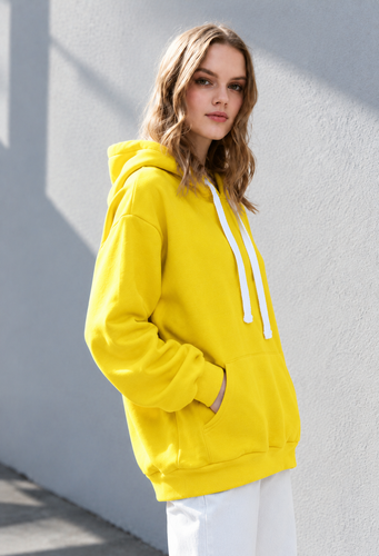 Худи&nbsp;женский тёплый, цвет желтый&nbsp;Oversize 02
