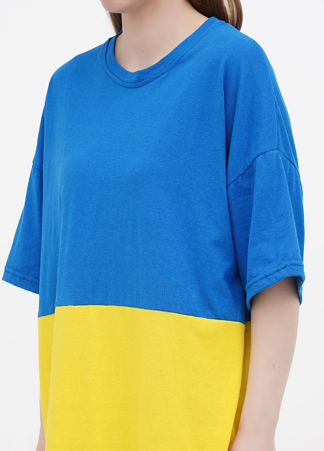 Двухцветная футболка патриота, голубо-жёлтая UNI унисекс