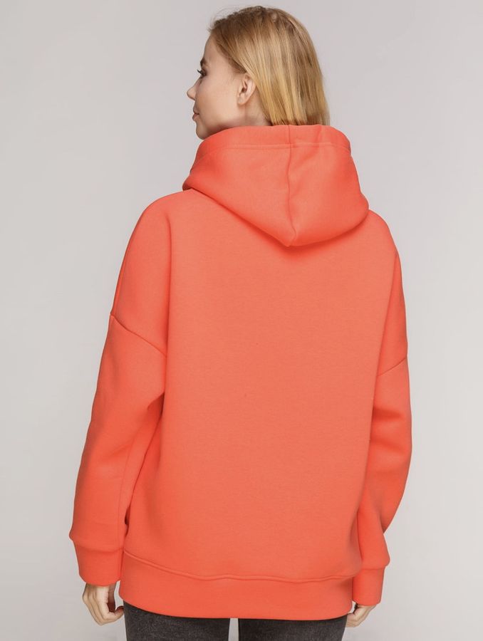 Худі жіночий теплий, колір морквяний Oversize 01