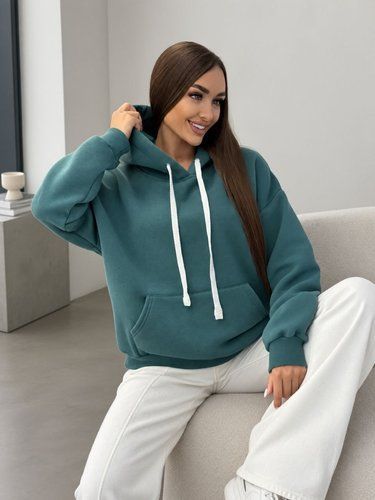 Худі жіночий теплий Oversize 01, колір смарагд