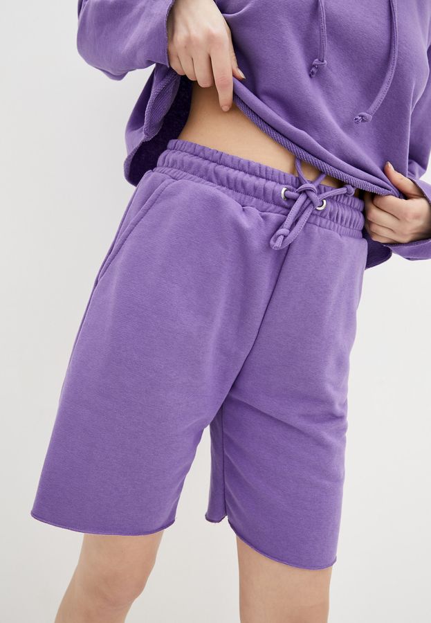 Костюм спортивный женский петля (кроп-топ+шорты) фиолетовый S