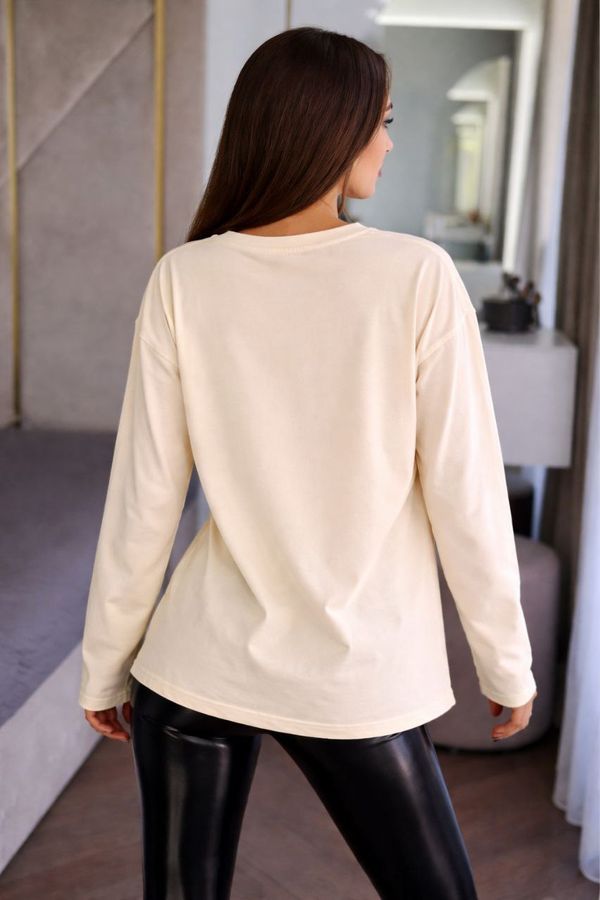 Женский лонгслив оверсайз, стрейч-кулир, кремовий L/XL