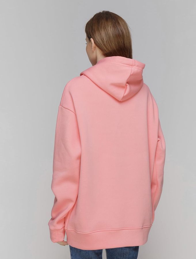 Худі жіночий теплий, колір рожевий персик Oversize 02
