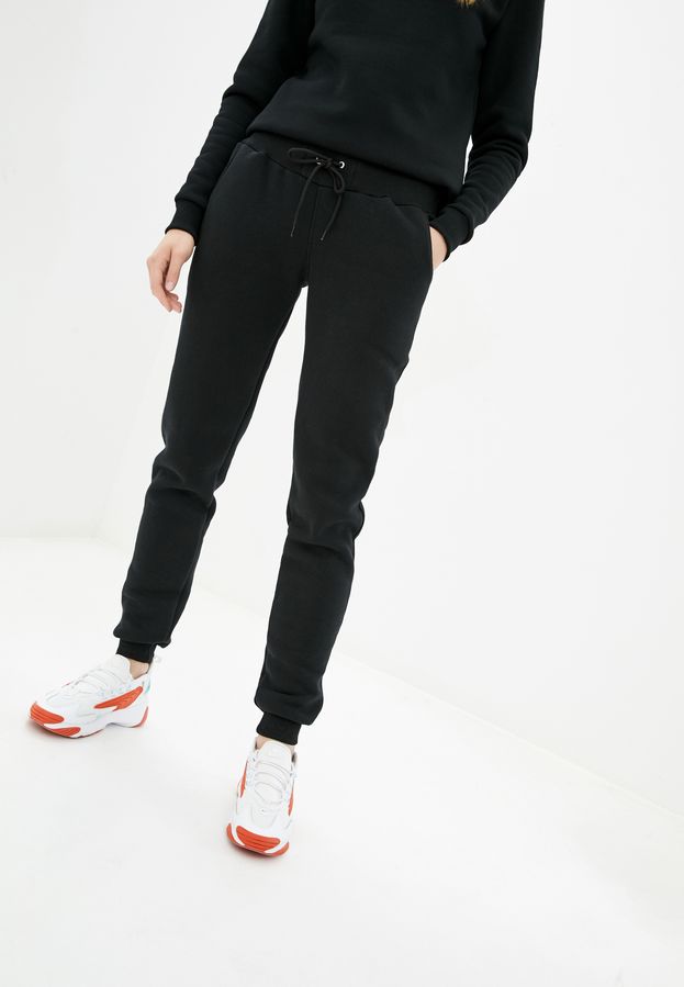 Костюм спортивный женский на флисе черный свитшот + штаны S