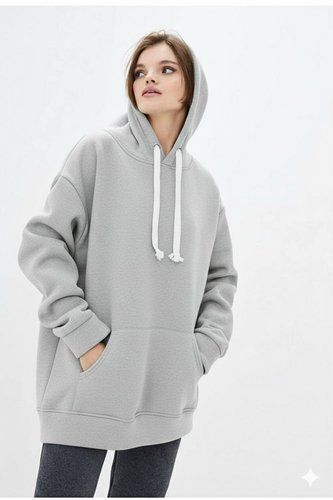 Худі жіноче на флісі Oversize, сталевий 02