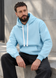 Худі чоловічий теплий подовжений Oversize 02 блакитний
