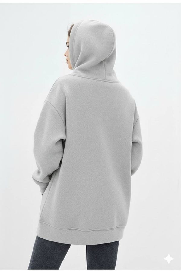 Худі жіноче на флісі Oversize, сталевий 02