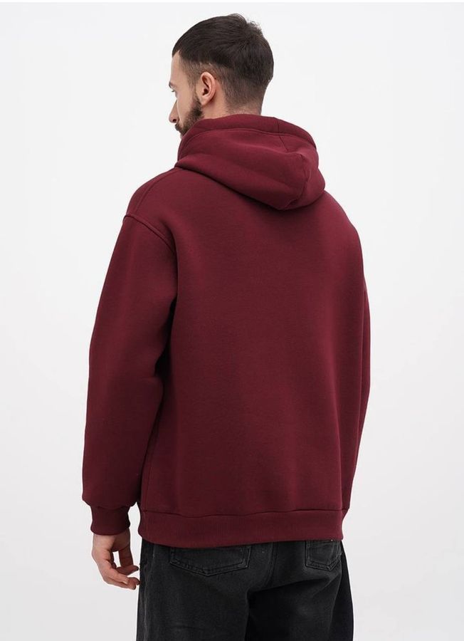 Худи&nbsp;мужской тёплый удлиненный&nbsp;Oversize 02 бургундия