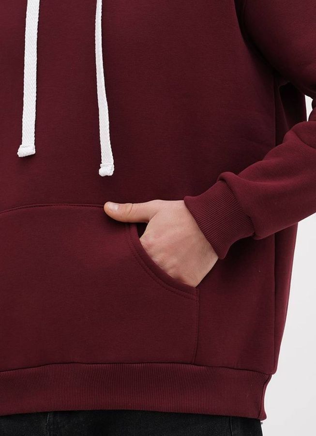 Худи&nbsp;мужской тёплый удлиненный&nbsp;Oversize 02 бургундия