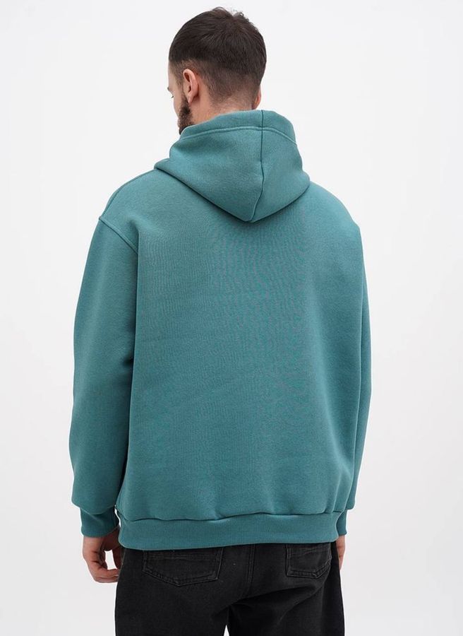 Худі чоловічий теплий подовжений Oversize 02 смарагдовий