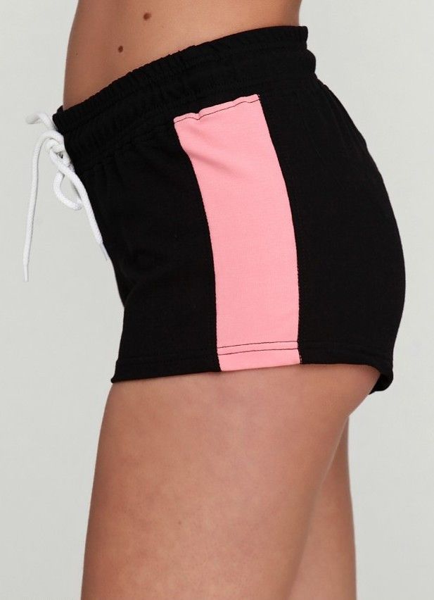 Шорты женские спортивные черные со вставкой розовой S