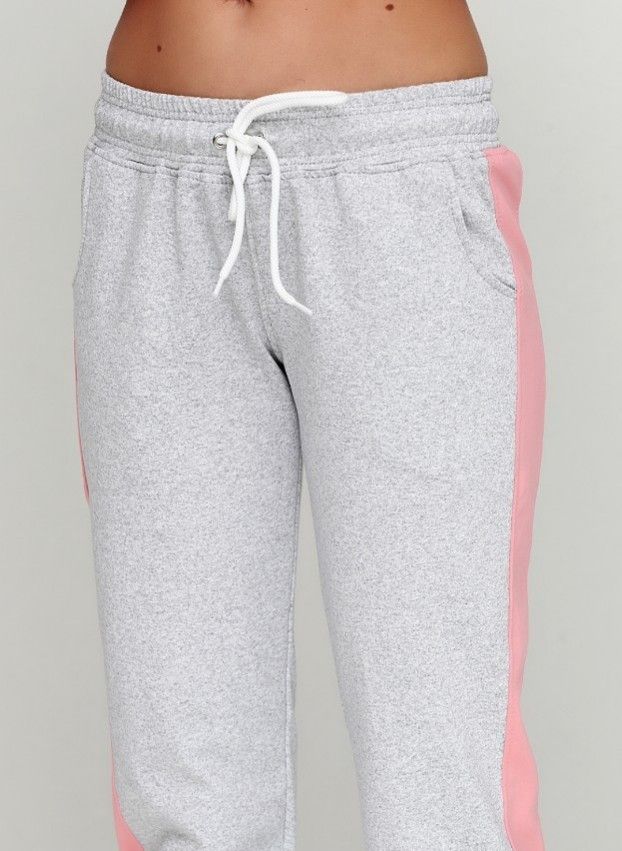 Спортивные штаны женские, меланж с розовыми лампасами XL