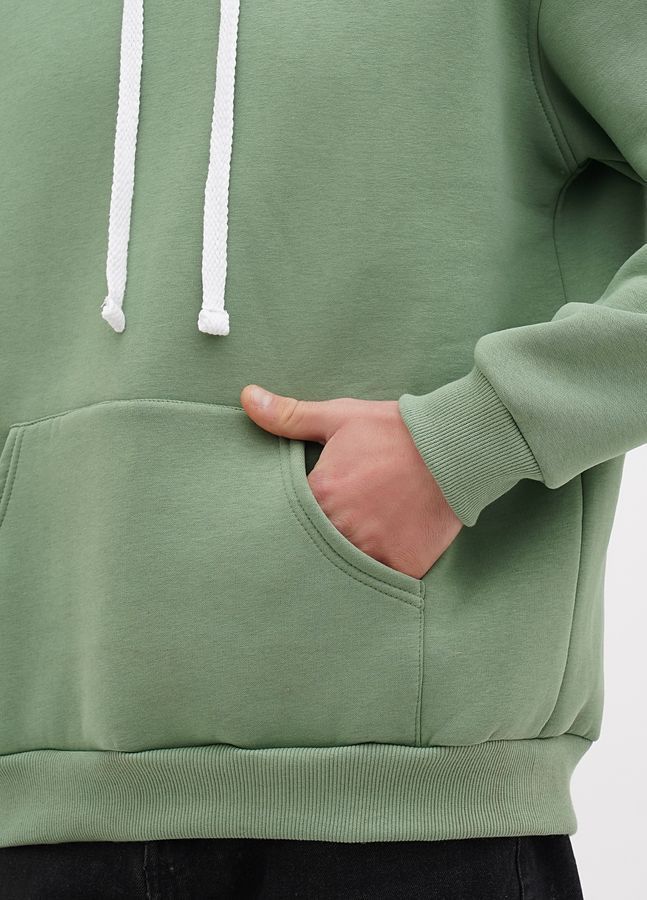 Худі чоловічий теплий подовжений Oversize 02 фісташка