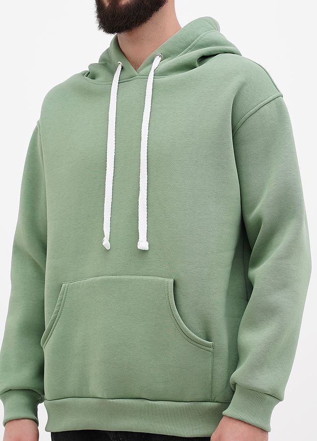 Худі чоловічий теплий подовжений Oversize 02 фісташка