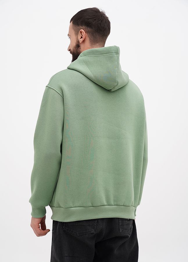 Худі чоловічий теплий подовжений Oversize 02 фісташка