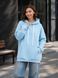Худі жіночий теплий, блакитний подовжений Oversize 02