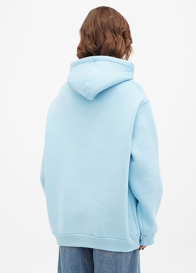 Худі жіночий теплий, блакитний подовжений Oversize 02