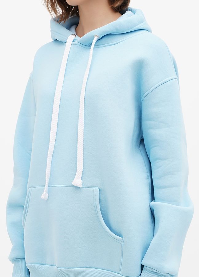 Худі жіночий теплий, блакитний подовжений Oversize 02