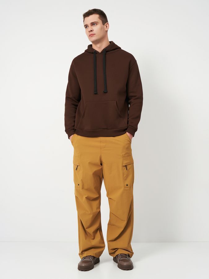 Худі чоловічий теплий подовжений Oversize 02 шоколад