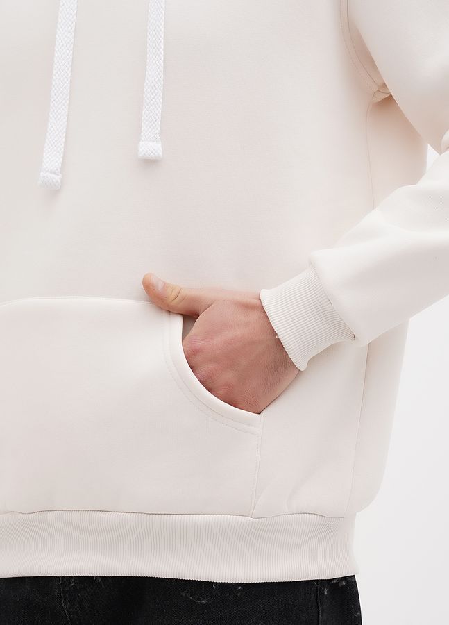 Худі чоловічий теплий подовжений Oversize 02 молочний