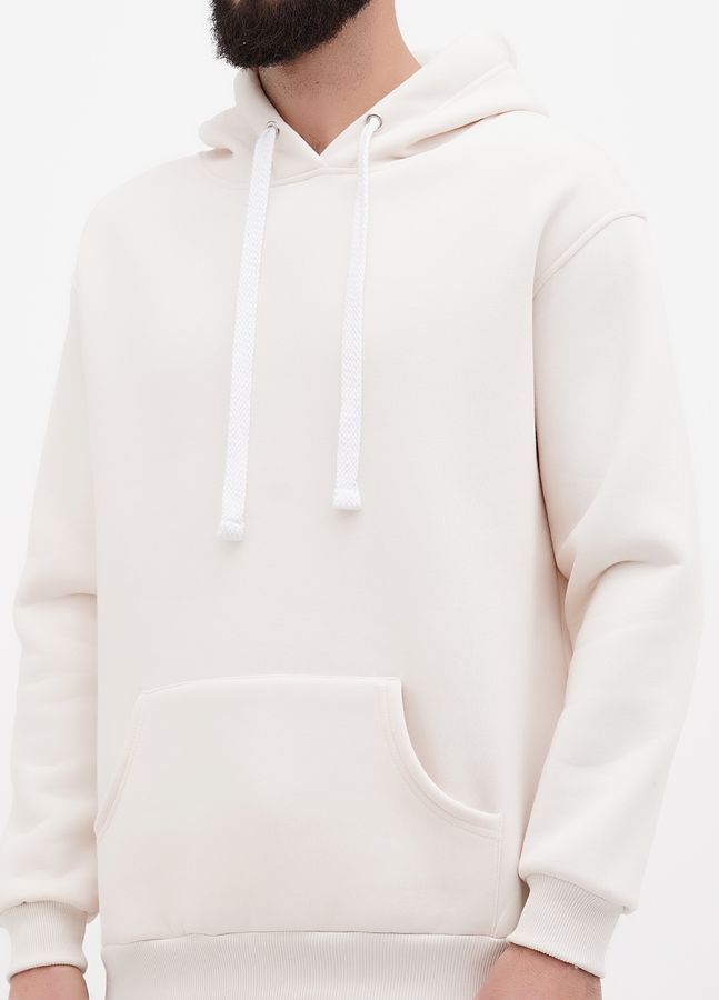 Худі чоловічий теплий подовжений Oversize 02 молочний