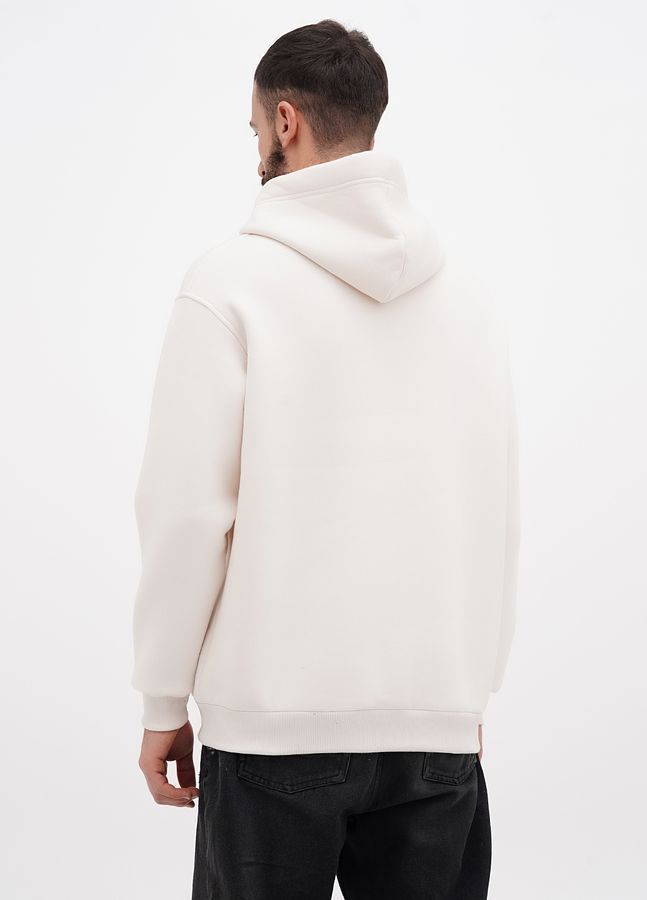 Худі чоловічий теплий подовжений Oversize 02 молочний